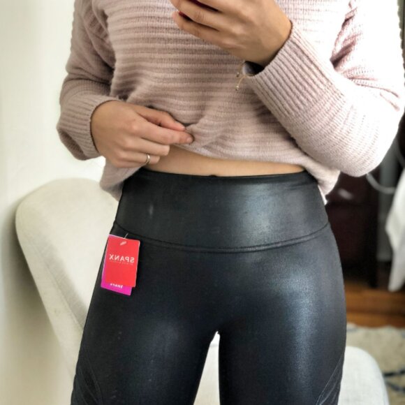 NWT SPANX Moto Shaping Faux Leather Leggings Pants Spanx Shapewear - Picture 6 of 15